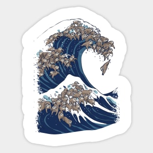 The Great Wave of Sloths Sticker